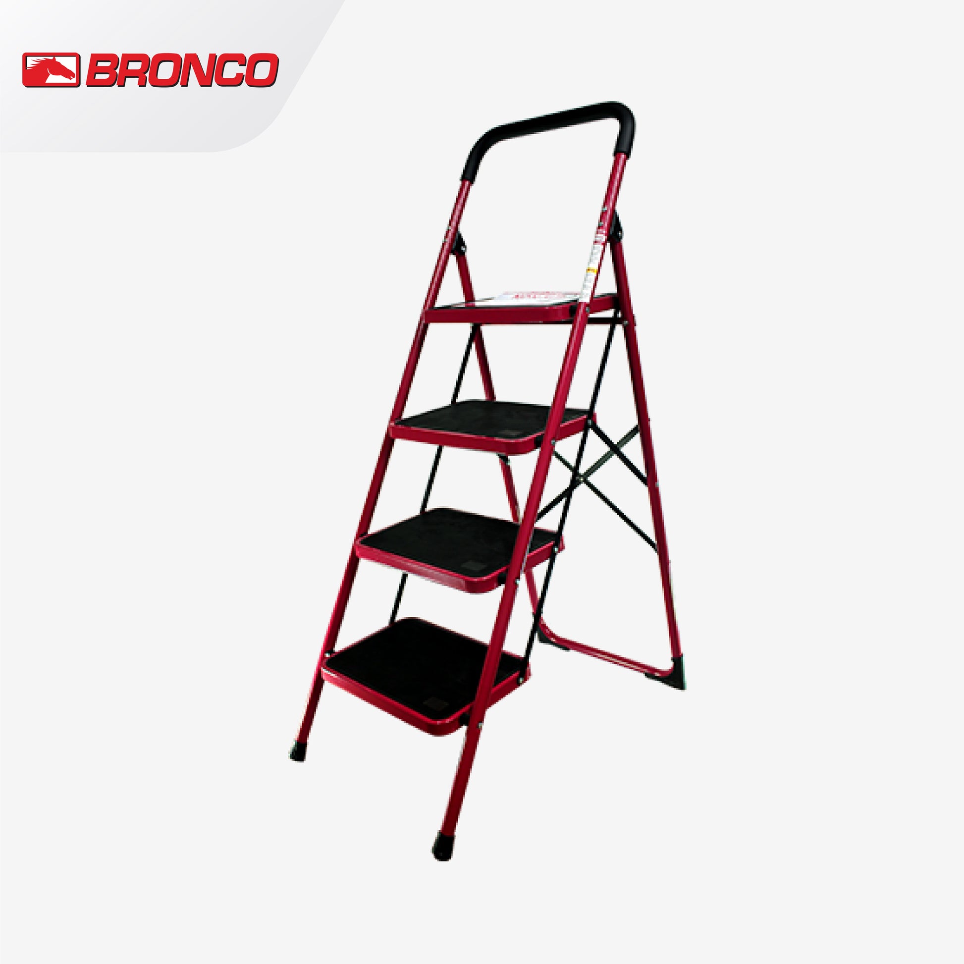 Bronco Non-Slip Steel Ladder Red
