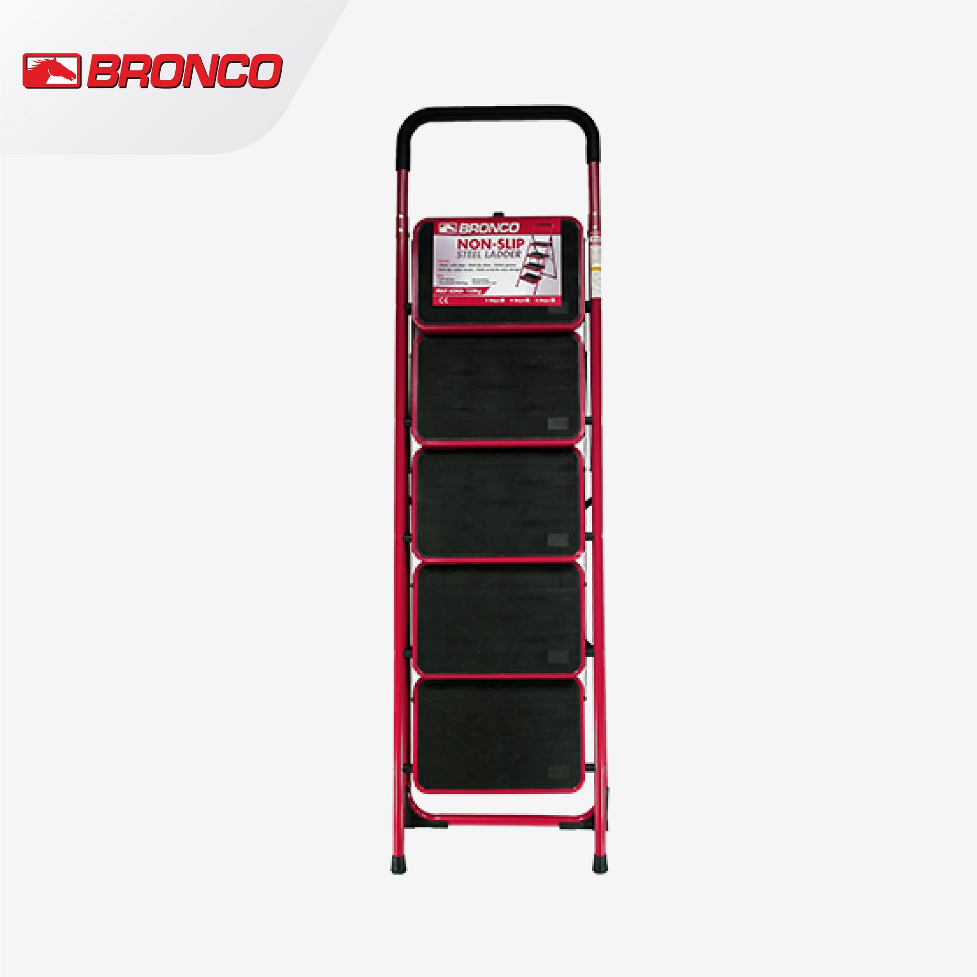 Bronco Non-Slip Steel Ladder Red