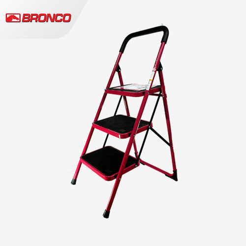 Bronco Non-Slip Steel Ladder Red