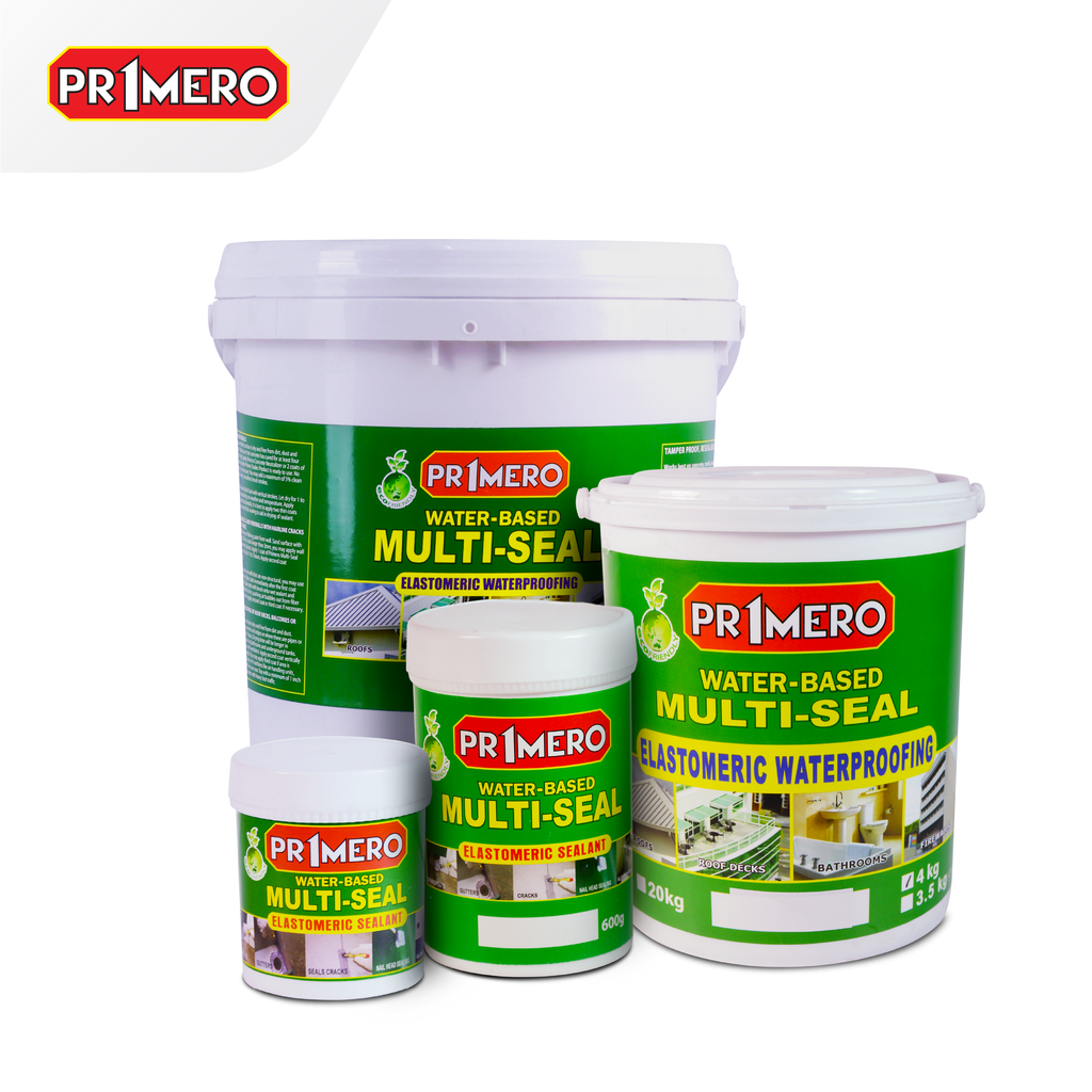 Primero water-based multi-sealant products on a white background